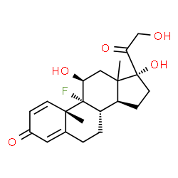 ChemSpider 2D Image | (11beta,13xi)-9-Fluoro-11,17,21-trihydroxypregna-1,4-diene-3,20-dione | C21H27FO5