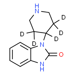 ChemSpider 2D Image | 1-[(3,3,4,5,5-~2~H_5_)-4-Piperidinyl]-1,3-dihydro-2H-benzimidazol-2-one | C12H10D5N3O
