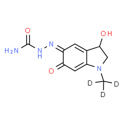 ChemSpider 2D Image | (2Z)-2-[3-Hydroxy-1-(~2~H_3_)methyl-6-oxo-1,2,3,6-tetrahydro-5H-indol-5-ylidene]hydrazinecarboxamide | C10H9D3N4O3