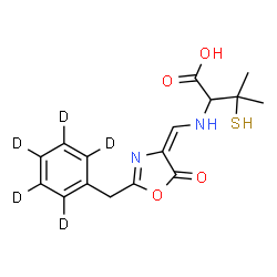 ChemSpider 2D Image | N-[(E)-{5-Oxo-2-[(~2~H_5_)phenylmethyl]-1,3-oxazol-4(5H)-ylidene}methyl]-3-sulfanylvaline | C16H13D5N2O4S