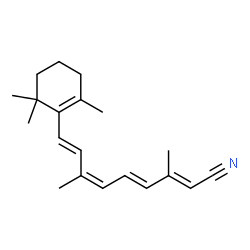 ChemSpider 2D Image | (2E,4E,6Z,8E)-3,7-Dimethyl-9-(2,6,6-trimethyl-1-cyclohexen-1-yl)-2,4,6,8-nonatetraenenitrile | C20H27N