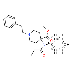 ChemSpider 2D Image | Methyl 1-(2-phenylethyl)-4-[(~13~C_6_)phenyl(propionyl)amino]-4-piperidinecarboxylate | C1813C6H30N2O3
