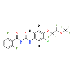 ChemSpider 2D Image | N-({3-Chloro-4-[1,1,2-trifluoro-2-(trifluoromethoxy)ethoxy](~2~H_3_)phenyl}carbamoyl)-2,6-difluorobenzamide | C17H6D3ClF8N2O4