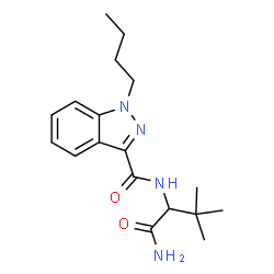 ChemSpider 2D Image | N-(1-Amino-3,3-dimethyl-1-oxo-2-butanyl)-1-butyl-1H-indazole-3-carboxamide | C18H26N4O2