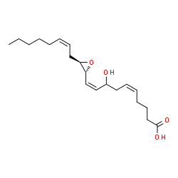 ChemSpider 2D Image | (5Z,9Z)-8-Hydroxy-10-{(2R,3R)-3-[(2Z)-2-octen-1-yl]-2-oxiranyl}-5,9-decadienoic acid | C20H32O4
