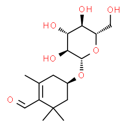 ChemSpider 2D Image | (1R)-4-Formyl-3,5,5-trimethyl-3-cyclohexen-1-yl beta-L-glucopyranoside | C16H26O7