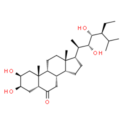ChemSpider 2D Image | (2beta,3beta,5beta,9beta,14beta,17alpha,20R,22R,23R)-2,3,22,23-Tetrahydroxystigmastan-6-one | C29H50O5