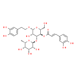 ChemSpider 2D Image | 2-(3,4-Dihydroxyphenyl)ethyl 3-O-(6-deoxy-alpha-L-talopyranosyl)-4-O-[(2E)-3-(3,4-dihydroxyphenyl)-2-propenoyl]-beta-D-mannopyranoside | C29H36O15