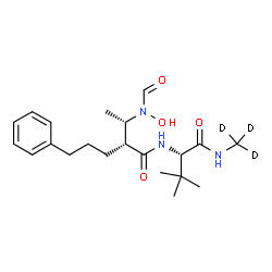 ChemSpider 2D Image | N~2~-[(2R)-2-{(1S)-1-[Formyl(hydroxy)amino]ethyl}-5-phenylpentanoyl]-3-methyl-N-(~2~H_3_)methyl-L-valinamide | C21H30D3N3O4