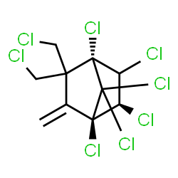 ChemSpider 2D Image | (1R,4R,5R)-1,4,5,6,7,7-Hexachloro-2,2-bis(chloromethyl)-3-methylenebicyclo[2.2.1]heptane | C10H8Cl8