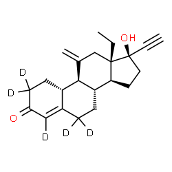 ChemSpider 2D Image | (8S,9S,10R,13S,14S,17R)-13-Ethyl-17-ethynyl-17-hydroxy-11-methylene(2,2,4,6,6-~2~H_5_)-1,2,6,7,8,9,10,11,12,13,14,15,16,17-tetradecahydro-3H-cyclopenta[a]phenanthren-3-one (non-preferred name) | C22H23D5O2