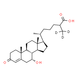 ChemSpider 2D Image | (7alpha)-7-Hydroxy-3-oxo(27,27,27-~2~H_3_)cholest-4-en-26-oic acid | C27H39D3O4