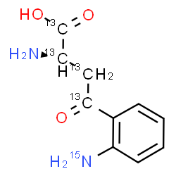 ChemSpider 2D Image | (2R)-2-Amino-4-[2-(~15~N)aminophenyl]-4-oxo(~13~C_4_)butanoic acid | C613C4H12N15NO3