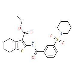 ChemSpider 2D Image | Ethyl 2-{[3-(1-piperidinylsulfonyl)benzoyl]amino}-4,5,6,7-tetrahydro-1-benzothiophene-3-carboxylate | C23H28N2O5S2