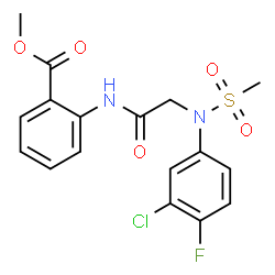 ChemSpider 2D Image | Methyl 2-{[N-(3-chloro-4-fluorophenyl)-N-(methylsulfonyl)glycyl]amino}benzoate | C17H16ClFN2O5S