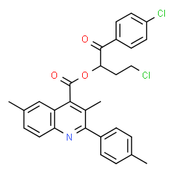 ChemSpider 2D Image | 4-Chloro-1-(4-chlorophenyl)-1-oxo-2-butanyl 3,6-dimethyl-2-(4-methylphenyl)-4-quinolinecarboxylate | C29H25Cl2NO3