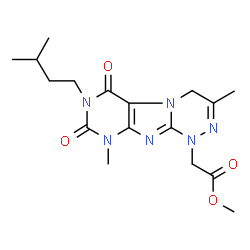 ChemSpider 2D Image | Methyl [3,9-dimethyl-7-(3-methylbutyl)-6,8-dioxo-6,7,8,9-tetrahydro[1,2,4]triazino[3,4-f]purin-1(4H)-yl]acetate | C17H24N6O4
