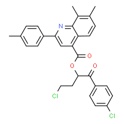 ChemSpider 2D Image | 4-Chloro-1-(4-chlorophenyl)-1-oxo-2-butanyl 7,8-dimethyl-2-(4-methylphenyl)-4-quinolinecarboxylate | C29H25Cl2NO3