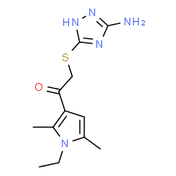 ChemSpider 2D Image | 2-[(3-Amino-1H-1,2,4-triazol-5-yl)sulfanyl]-1-(1-ethyl-2,5-dimethyl-1H-pyrrol-3-yl)ethanone | C12H17N5OS