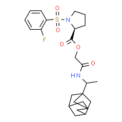 ChemSpider 2D Image | 2-{[1-(Adamantan-1-yl)ethyl]amino}-2-oxoethyl 1-[(2-fluorophenyl)sulfonyl]-L-prolinate | C25H33FN2O5S