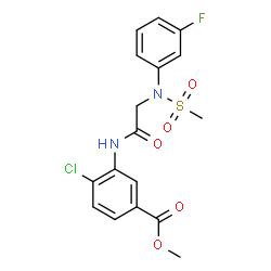 ChemSpider 2D Image | Methyl 4-chloro-3-{[N-(3-fluorophenyl)-N-(methylsulfonyl)glycyl]amino}benzoate | C17H16ClFN2O5S