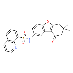 ChemSpider 2D Image | N-(7,7-Dimethyl-9-oxo-6,7,8,9-tetrahydrodibenzo[b,d]furan-2-yl)-8-quinolinesulfonamide | C23H20N2O4S