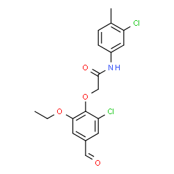 ChemSpider 2D Image | 2-(2-Chloro-6-ethoxy-4-formylphenoxy)-N-(3-chloro-4-methylphenyl)acetamide | C18H17Cl2NO4