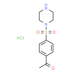 ChemSpider 2D Image | 1-[4-(1-Piperazinylsulfonyl)phenyl]ethanone hydrochloride (1:1) | C12H17ClN2O3S
