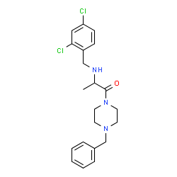 ChemSpider 2D Image | 1-(4-Benzyl-1-piperazinyl)-2-[(2,4-dichlorobenzyl)amino]-1-propanone | C21H25Cl2N3O