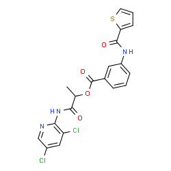 ChemSpider 2D Image | [2-[(3,5-dichloro-2-pyridyl)amino]-1-methyl-2-oxo-ethyl] 3-(thiophene-2-carbonylamino)benzoate | C20H15Cl2N3O4S