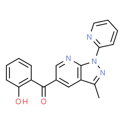 ChemSpider 2D Image | (2-Hydroxyphenyl)[3-methyl-1-(2-pyridinyl)-1H-pyrazolo[3,4-b]pyridin-5-yl]methanone | C19H14N4O2