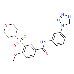 ChemSpider 2D Image | 4-Methoxy-3-(4-morpholinylsulfonyl)-N-[3-(1H-tetrazol-1-yl)phenyl]benzamide | C19H20N6O5S