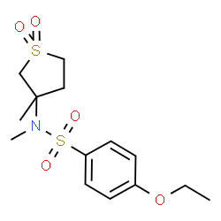ChemSpider 2D Image | 4-Ethoxy-N-methyl-N-(3-methyl-1,1-dioxidotetrahydro-3-thiophenyl)benzenesulfonamide | C14H21NO5S2