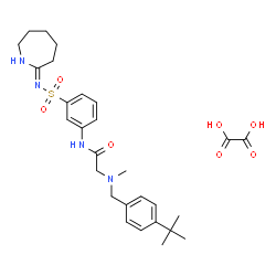 ChemSpider 2D Image | N~2~-Methyl-N~2~-[4-(2-methyl-2-propanyl)benzyl]-N-[3-(3,4,5,6-tetrahydro-2H-azepin-7-ylsulfamoyl)phenyl]glycinamide ethanedioate (1:1) | C28H38N4O7S