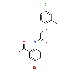 ChemSpider 2D Image | 5-Bromo-2-{[(4-chloro-2-methylphenoxy)acetyl]amino}benzoic acid | C16H13BrClNO4