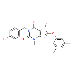 ChemSpider 2D Image | 1-(4-Bromobenzyl)-8-(3,5-dimethylphenoxy)-3,7-dimethyl-3,7-dihydro-1H-purine-2,6-dione | C22H21BrN4O3