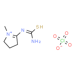 ChemSpider 2D Image | 5-{(E)-[Amino(sulfanyl)methylene]amino}-1-methyl-3,4-dihydro-2H-pyrrolium perchlorate | C6H12ClN3O4S