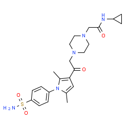 ChemSpider 2D Image | N-Cyclopropyl-2-(4-{2-[2,5-dimethyl-1-(4-sulfamoylphenyl)-1H-pyrrol-3-yl]-2-oxoethyl}-1-piperazinyl)acetamide | C23H31N5O4S