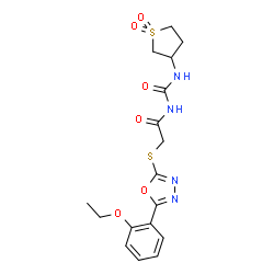 ChemSpider 2D Image | N-[(1,1-Dioxidotetrahydro-3-thiophenyl)carbamoyl]-2-{[5-(2-ethoxyphenyl)-1,3,4-oxadiazol-2-yl]sulfanyl}acetamide | C17H20N4O6S2