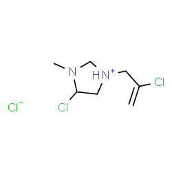 ChemSpider 2D Image | 4-Chloro-1-(2-chloro-2-propen-1-yl)-3-methylimidazolidin-1-ium chloride | C7H13Cl3N2