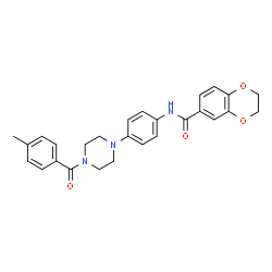 ChemSpider 2D Image | N-{4-[4-(4-Methylbenzoyl)-1-piperazinyl]phenyl}-2,3-dihydro-1,4-benzodioxine-6-carboxamide | C27H27N3O4