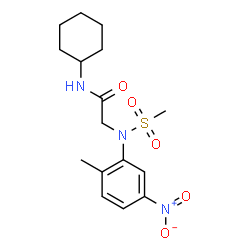 ChemSpider 2D Image | N-Cyclohexyl-N~2~-(2-methyl-5-nitrophenyl)-N~2~-(methylsulfonyl)glycinamide | C16H23N3O5S