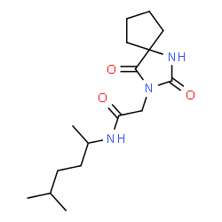 ChemSpider 2D Image | 2-(2,4-Dioxo-1,3-diazaspiro[4.4]non-3-yl)-N-(5-methyl-2-hexanyl)acetamide | C16H27N3O3