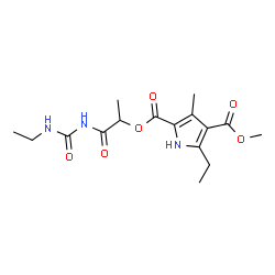 ChemSpider 2D Image | 2-{1-[(Ethylcarbamoyl)amino]-1-oxo-2-propanyl} 4-methyl 5-ethyl-3-methyl-1H-pyrrole-2,4-dicarboxylate | C16H23N3O6