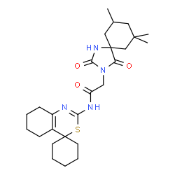ChemSpider 2D Image | N-(5,6,7,8-Tetrahydrospiro[3,1-benzothiazine-4,1'-cyclohexan]-2-yl)-2-(7,7,9-trimethyl-2,4-dioxo-1,3-diazaspiro[4.5]dec-3-yl)acetamide | C26H38N4O3S