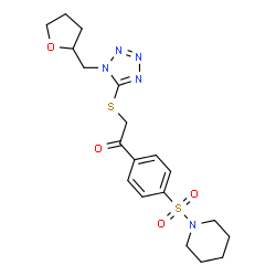 ChemSpider 2D Image | 1-[4-(1-Piperidinylsulfonyl)phenyl]-2-{[1-(tetrahydro-2-furanylmethyl)-1H-tetrazol-5-yl]sulfanyl}ethanone | C19H25N5O4S2