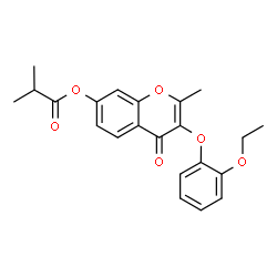 ChemSpider 2D Image | 3-(2-Ethoxyphenoxy)-2-methyl-4-oxo-4H-chromen-7-yl 2-methylpropanoate | C22H22O6