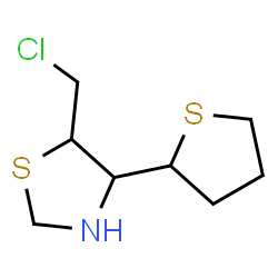 ChemSpider 2D Image | 5-(Chloromethyl)-4-(tetrahydro-2-thiophenyl)-1,3-thiazolidine | C8H14ClNS2