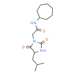 ChemSpider 2D Image | N-Cycloheptyl-2-(4-isobutyl-2,5-dioxo-1-imidazolidinyl)acetamide | C16H27N3O3