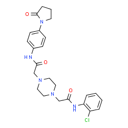 ChemSpider 2D Image | 2-(4-{2-[(2-Chlorophenyl)amino]-2-oxoethyl}-1-piperazinyl)-N-[4-(2-oxo-1-pyrrolidinyl)phenyl]acetamide | C24H28ClN5O3